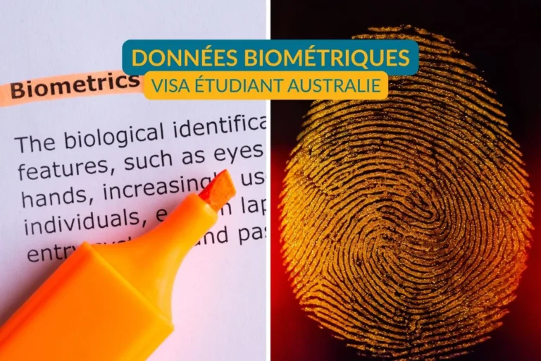 données biométriques visa étudiant australie